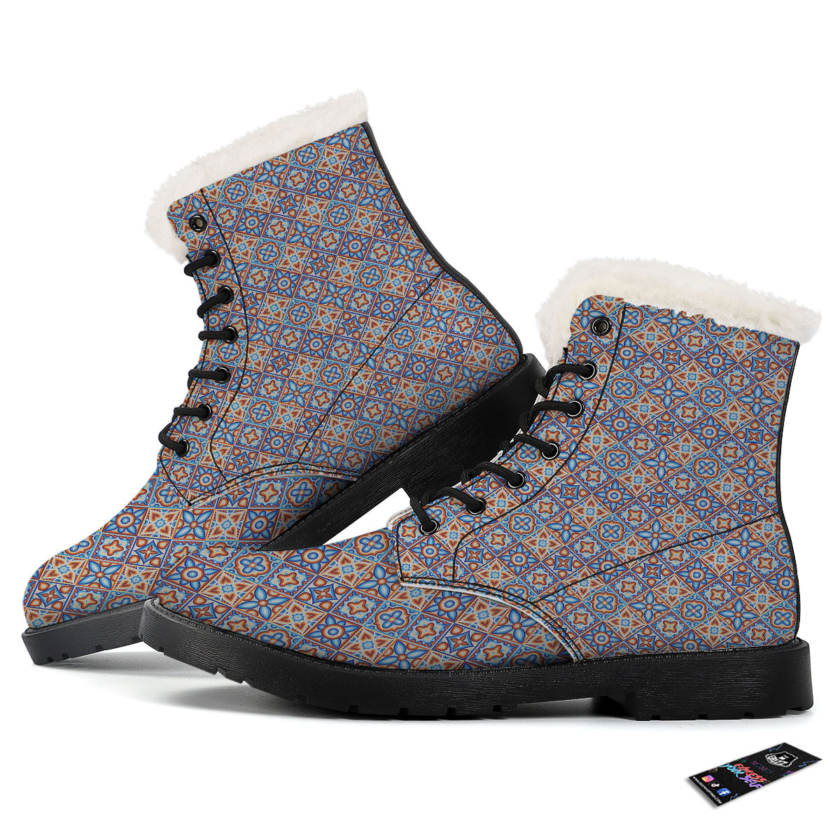 Patchwork Mosaic Print Pattern Winter Boots-grizzshop