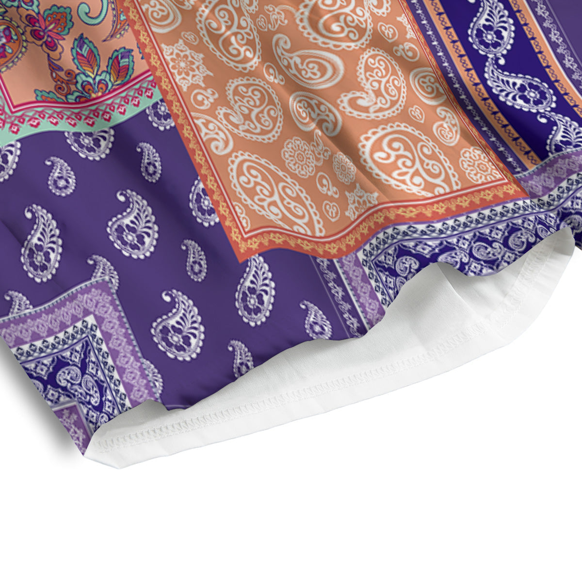 Patchwork Paisley Blue And Orange Print Pattern Men's Athletic Shorts