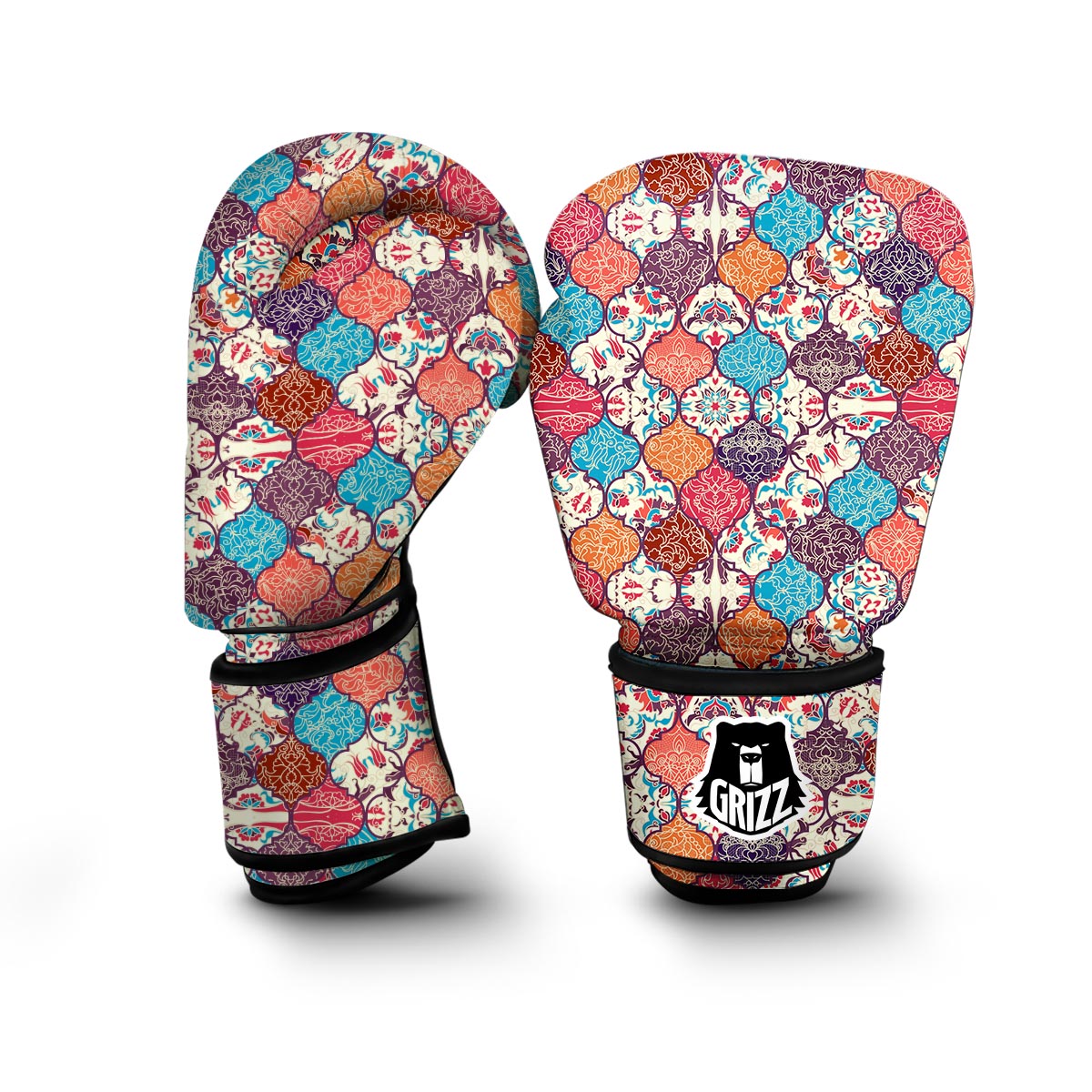 Patchwork Pattern Print Boxing Gloves-grizzshop