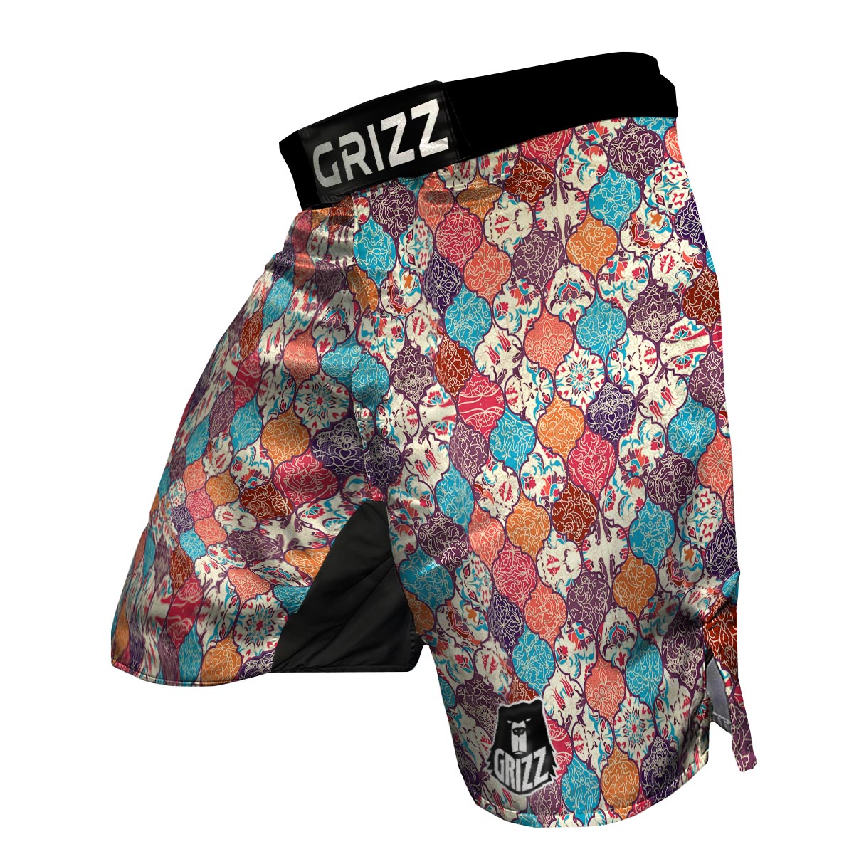 Patchwork Pattern Print MMA Shorts-grizzshop