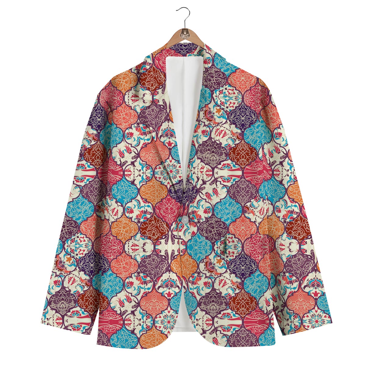 Patchwork Pattern Print Men's Blazer-grizzshop