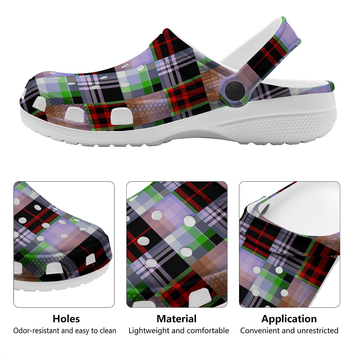 Patchwork Plaid Madras Print Pattern Clog-grizzshop