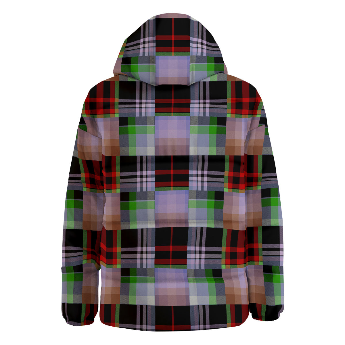 Patchwork Plaid Madras Print Pattern Down Jacket-grizzshop