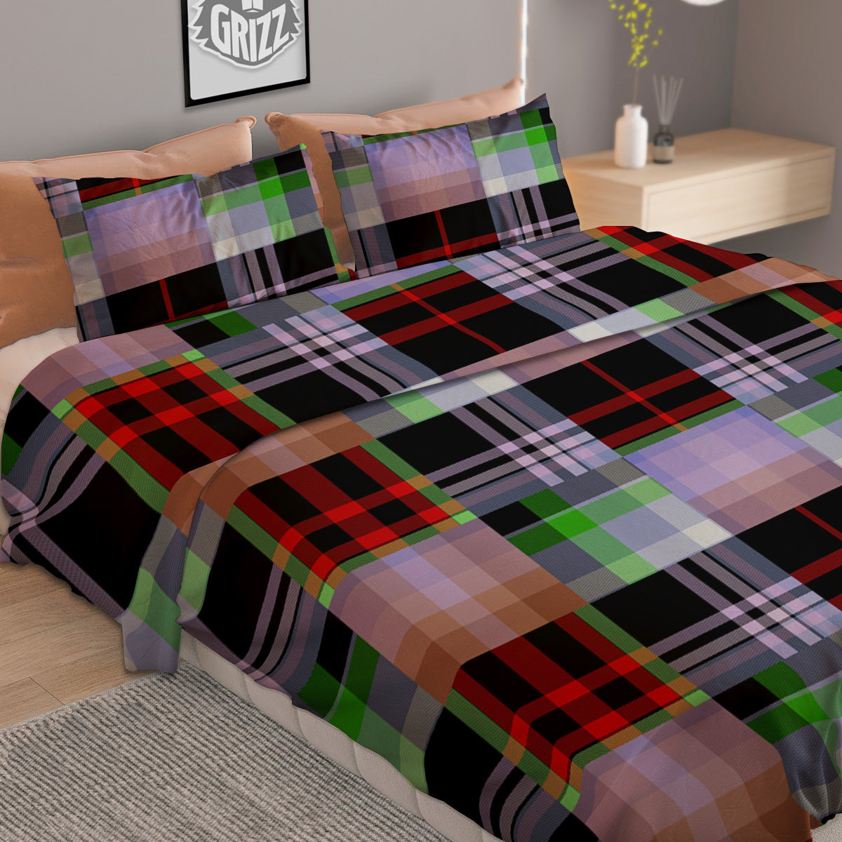 Patchwork Plaid Madras Print Pattern Duvet Cover Bedding Set