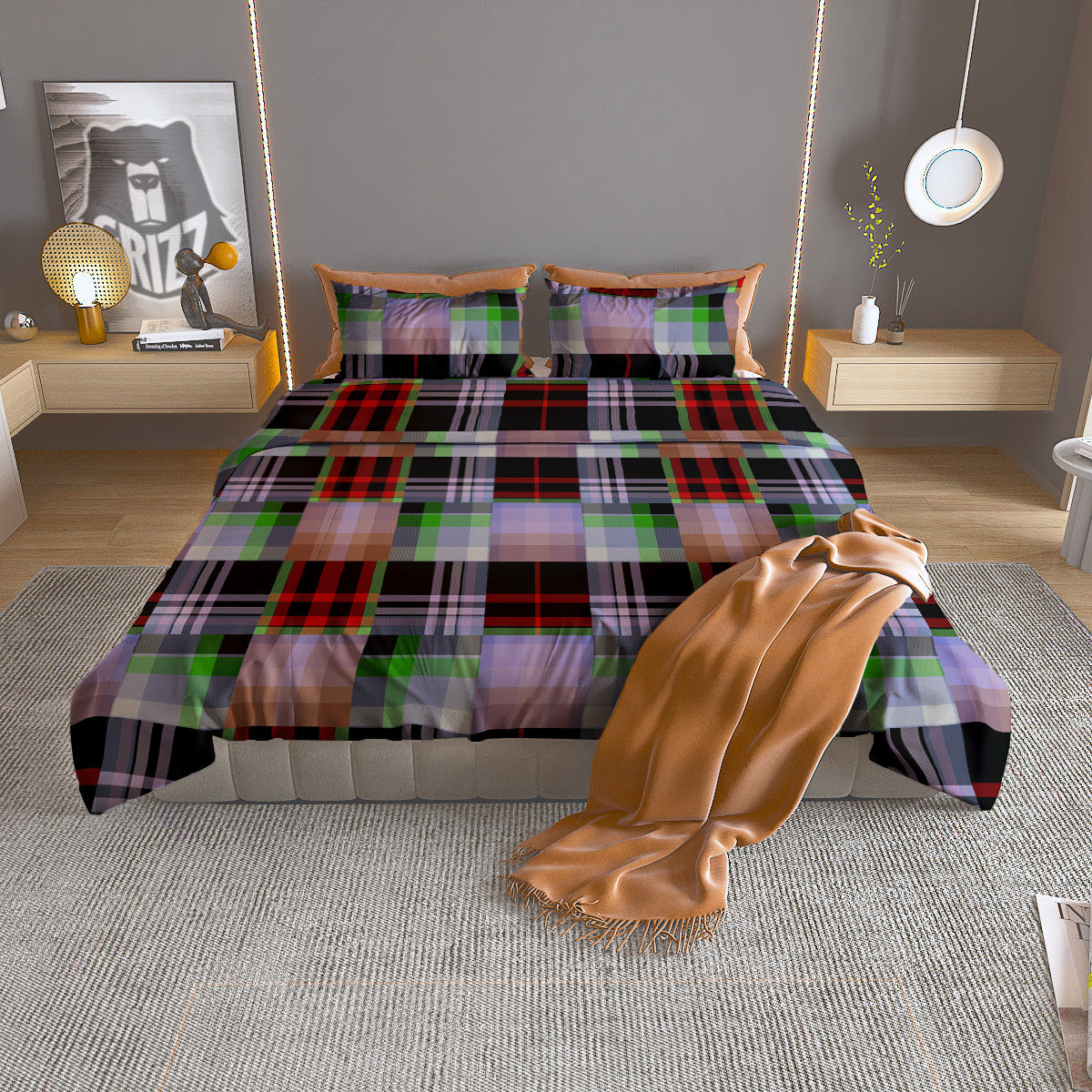 Patchwork Plaid Madras Print Pattern Duvet Cover Bedding Set