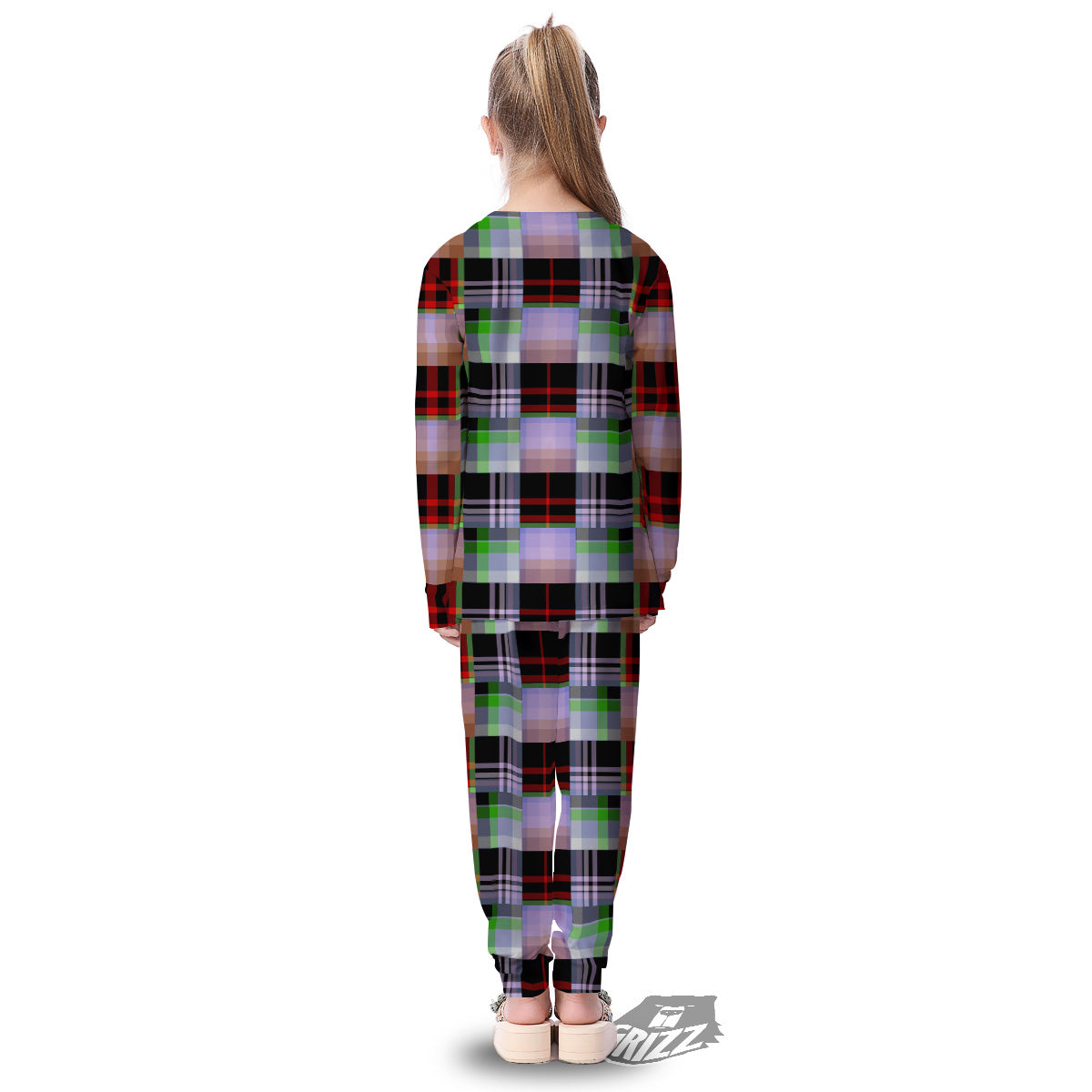 Patchwork Plaid Madras Print Pattern Kid's Pajamas-grizzshop