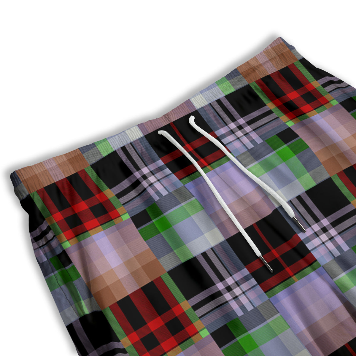 Patchwork Plaid Madras Print Pattern Men's Athletic Shorts