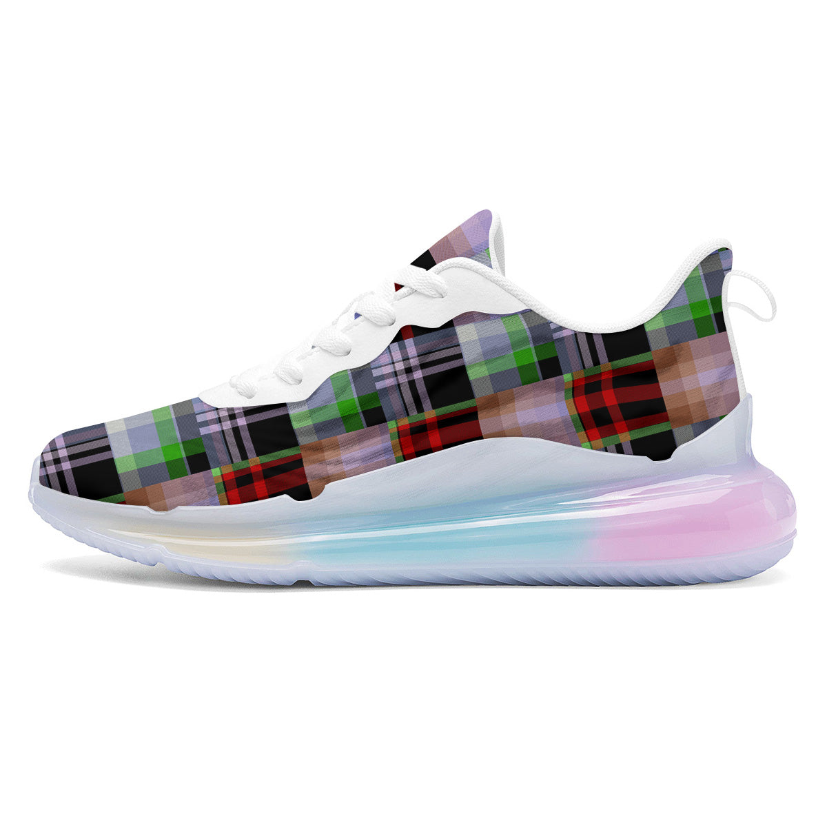 Patchwork Plaid Madras Print Pattern Running Sneakers-grizzshop