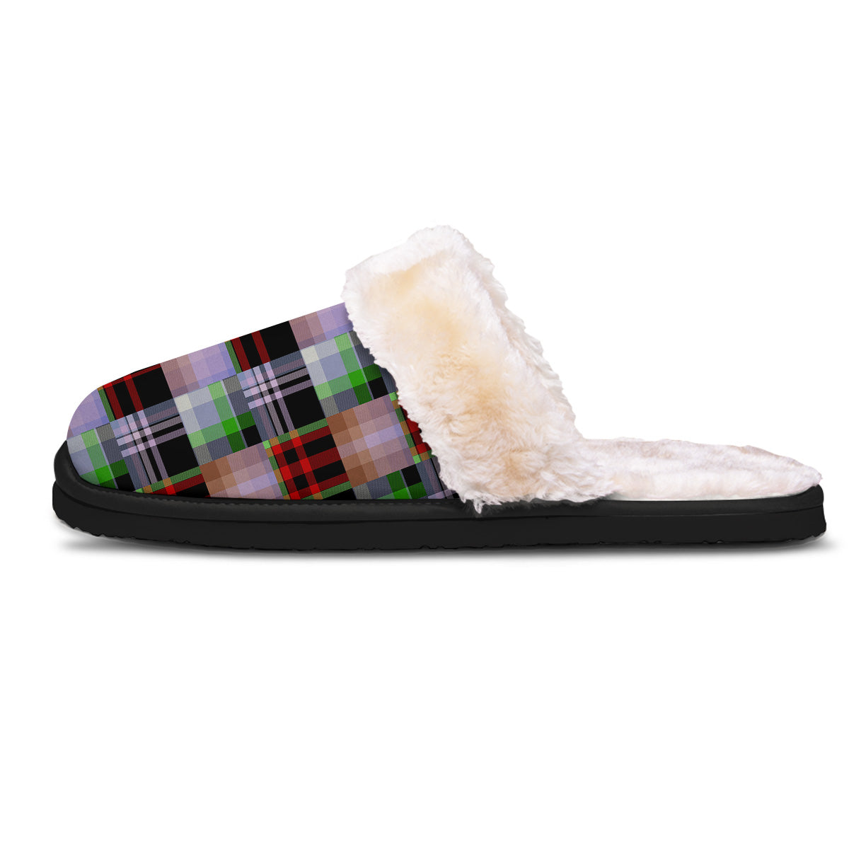 Patchwork Plaid Madras Print Pattern Slippers-grizzshop
