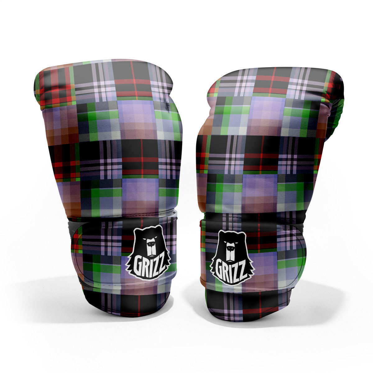 Patchwork Plaid Madras Print Pattern Sparring Gloves-grizzshop
