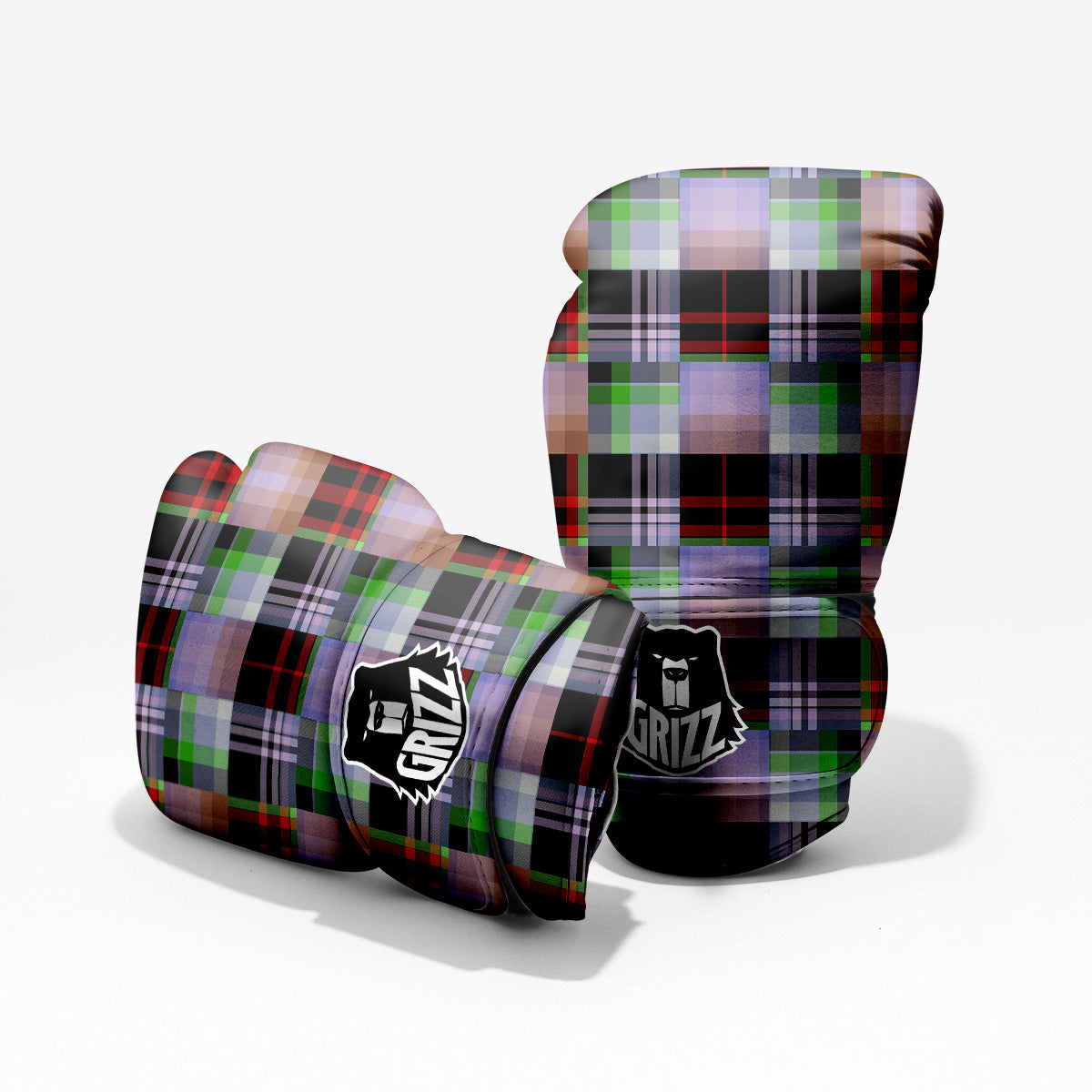 Patchwork Plaid Madras Print Pattern Sparring Gloves-grizzshop