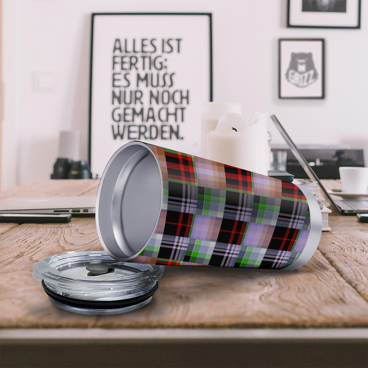 Patchwork Plaid Madras Print Pattern Tumbler-grizzshop