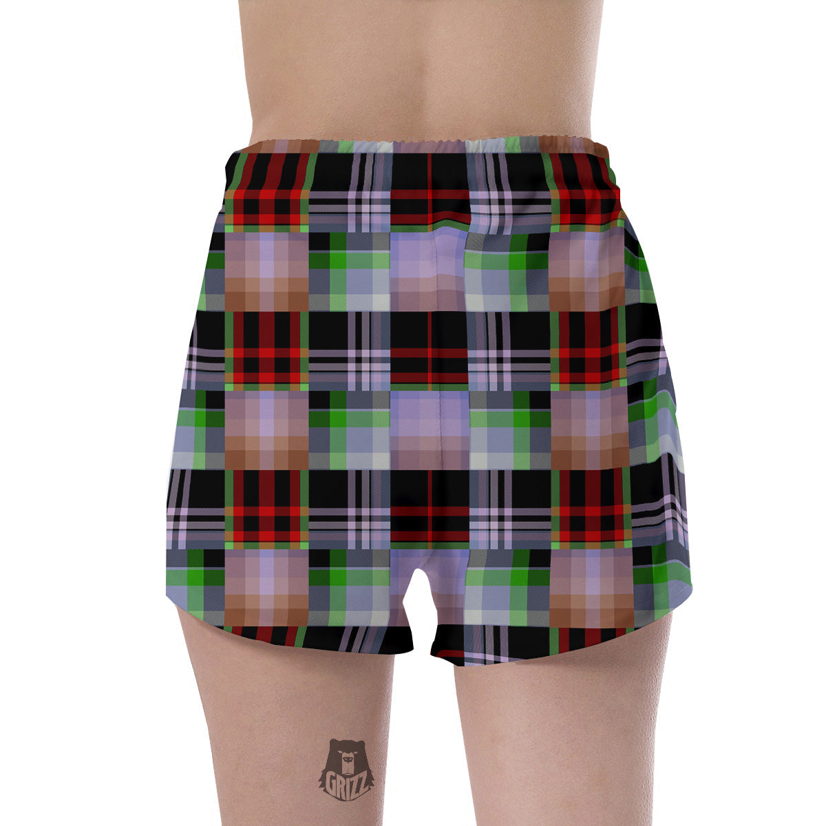 Patchwork Plaid Madras Print Pattern Women's Shorts-grizzshop