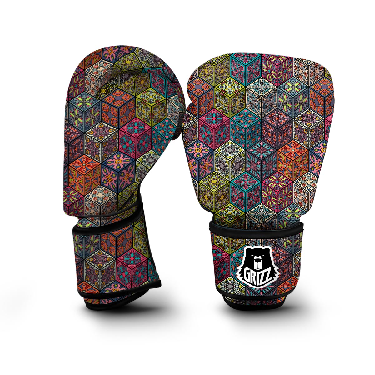 Patchwork Print Pattern Boxing Gloves-grizzshop