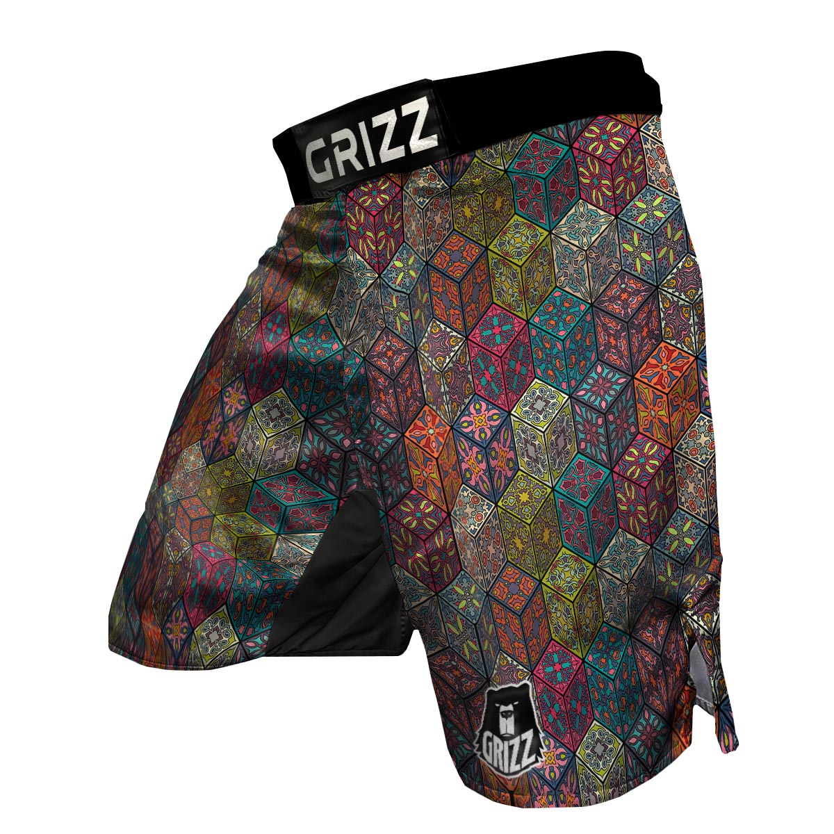 Patchwork Print Pattern MMA Shorts-grizzshop