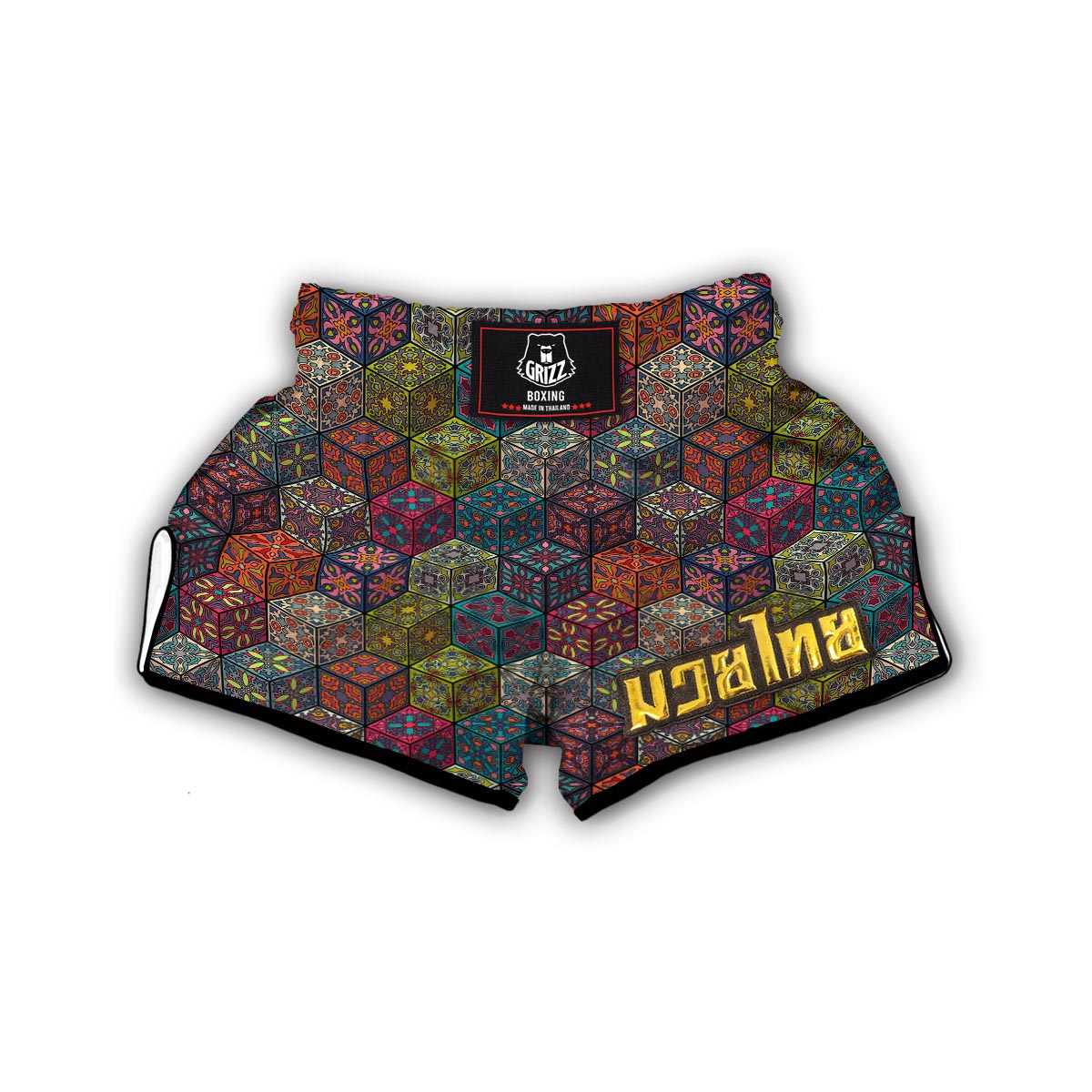 Patchwork Print Pattern Muay Thai Boxing Shorts-grizzshop