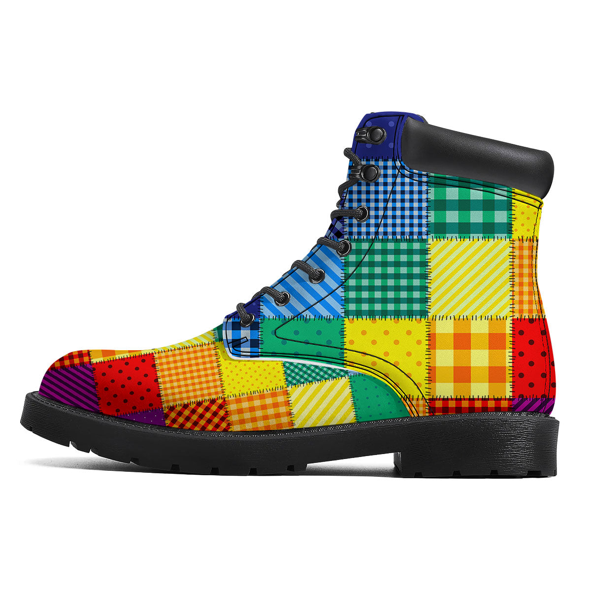 Patchwork Rainbow Print Pattern Boots-grizzshop