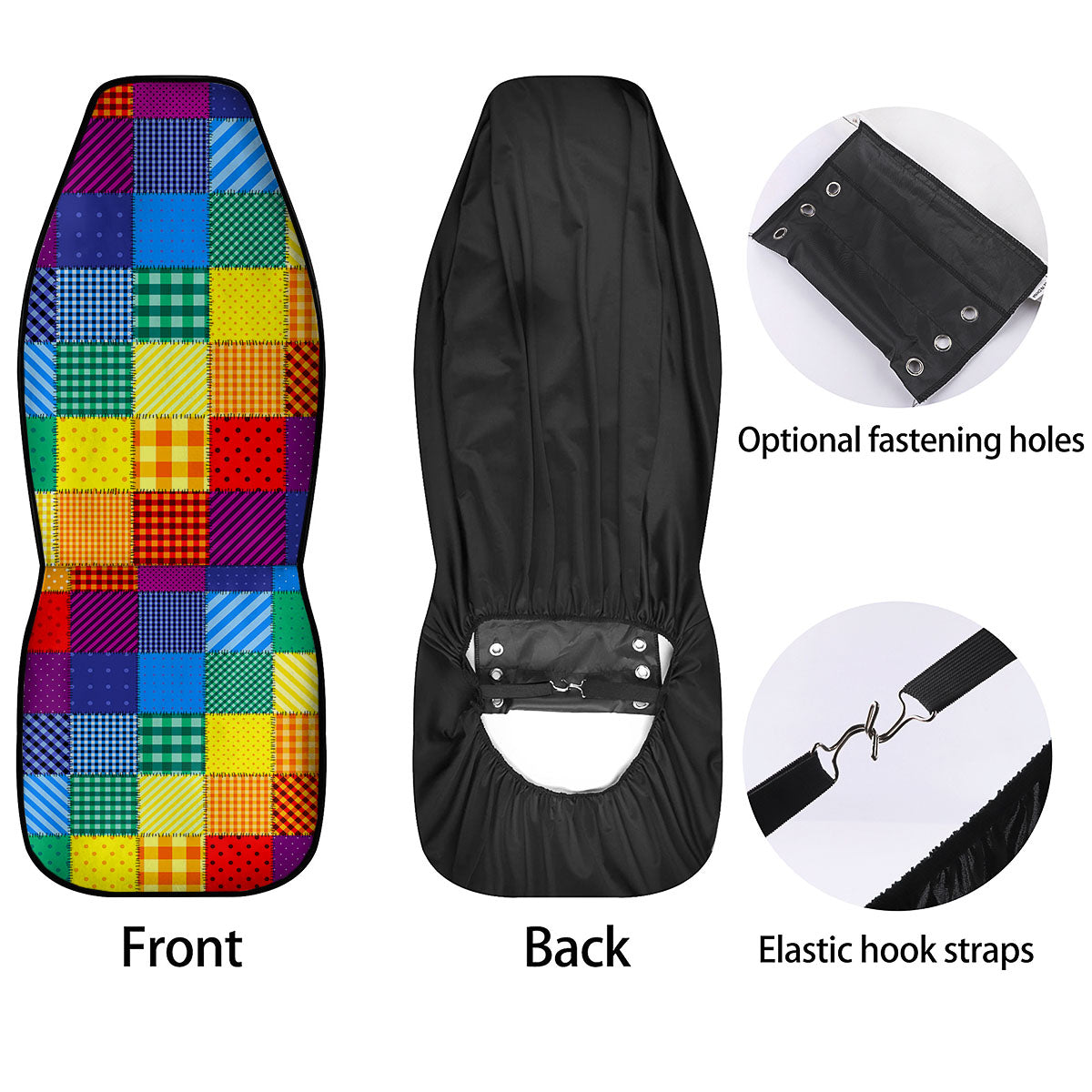 Patchwork Rainbow Print Pattern Car Seat Covers-grizzshop