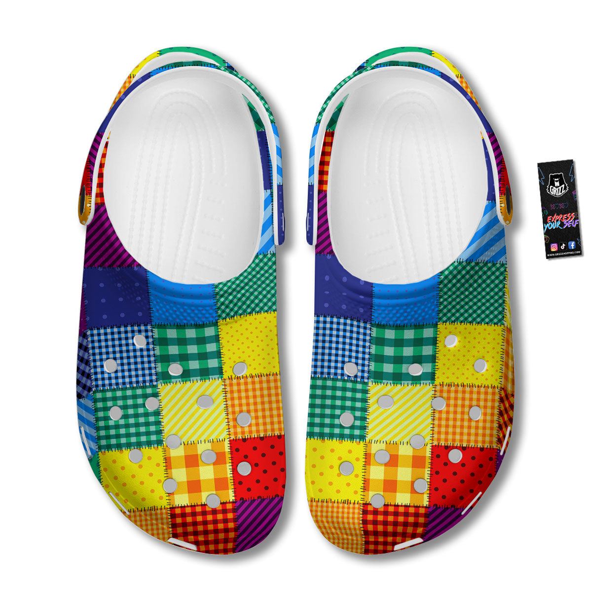 Patchwork Rainbow Print Pattern Clog-grizzshop