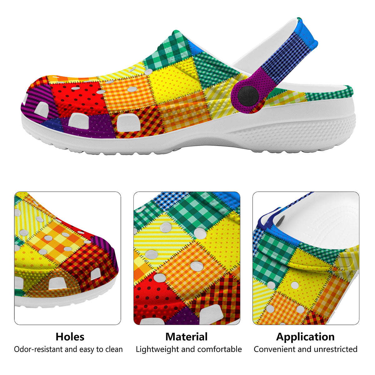 Patchwork Rainbow Print Pattern Clog-grizzshop