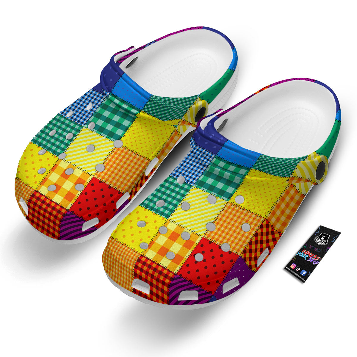 Patchwork Rainbow Print Pattern Clog-grizzshop