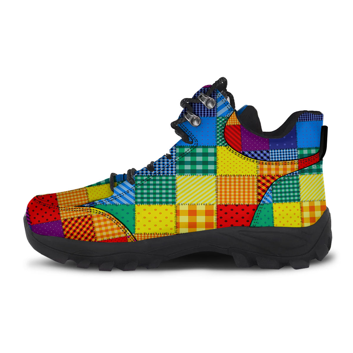 Patchwork Rainbow Print Pattern Hiking Shoes-grizzshop
