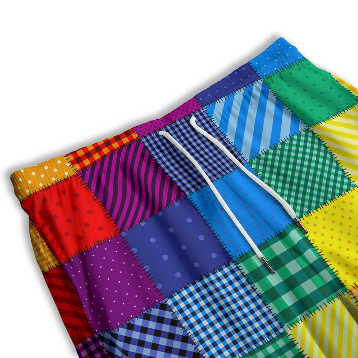 Patchwork Rainbow Print Pattern Men's Athletic Shorts-grizzshop