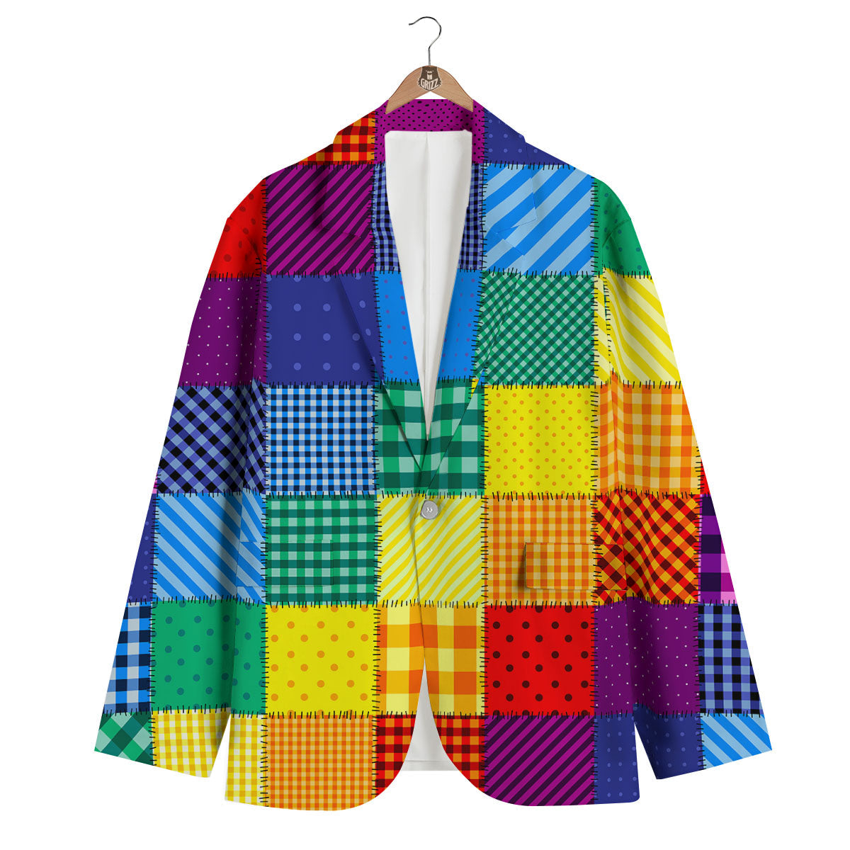 Patchwork Rainbow Print Pattern Men's Blazer-grizzshop