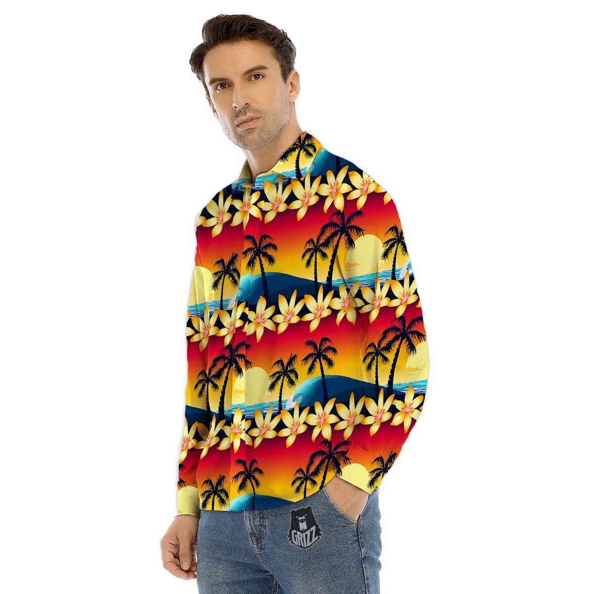 Patchwork Rainbow Print Pattern Men's Dress Shirts-grizzshop
