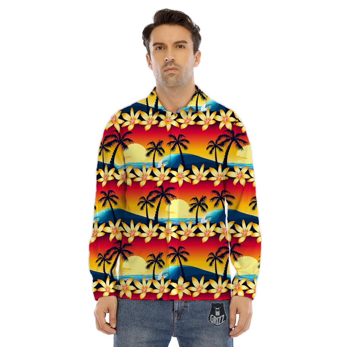 Patchwork Rainbow Print Pattern Men's Dress Shirts-grizzshop