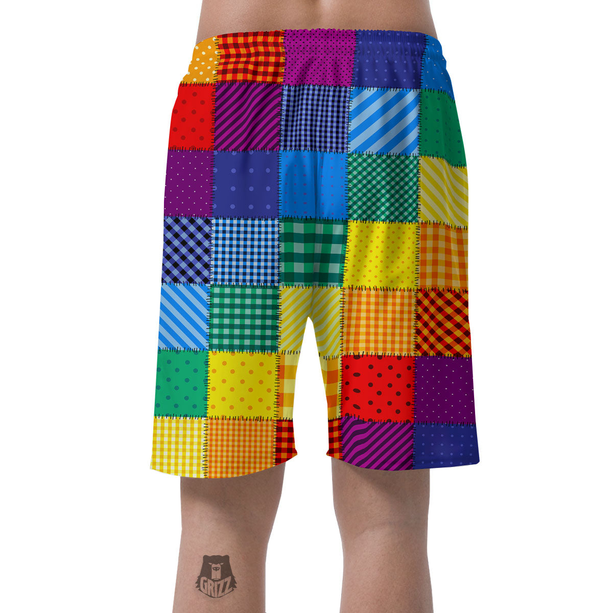 Patchwork Rainbow Print Pattern Men's Shorts-grizzshop