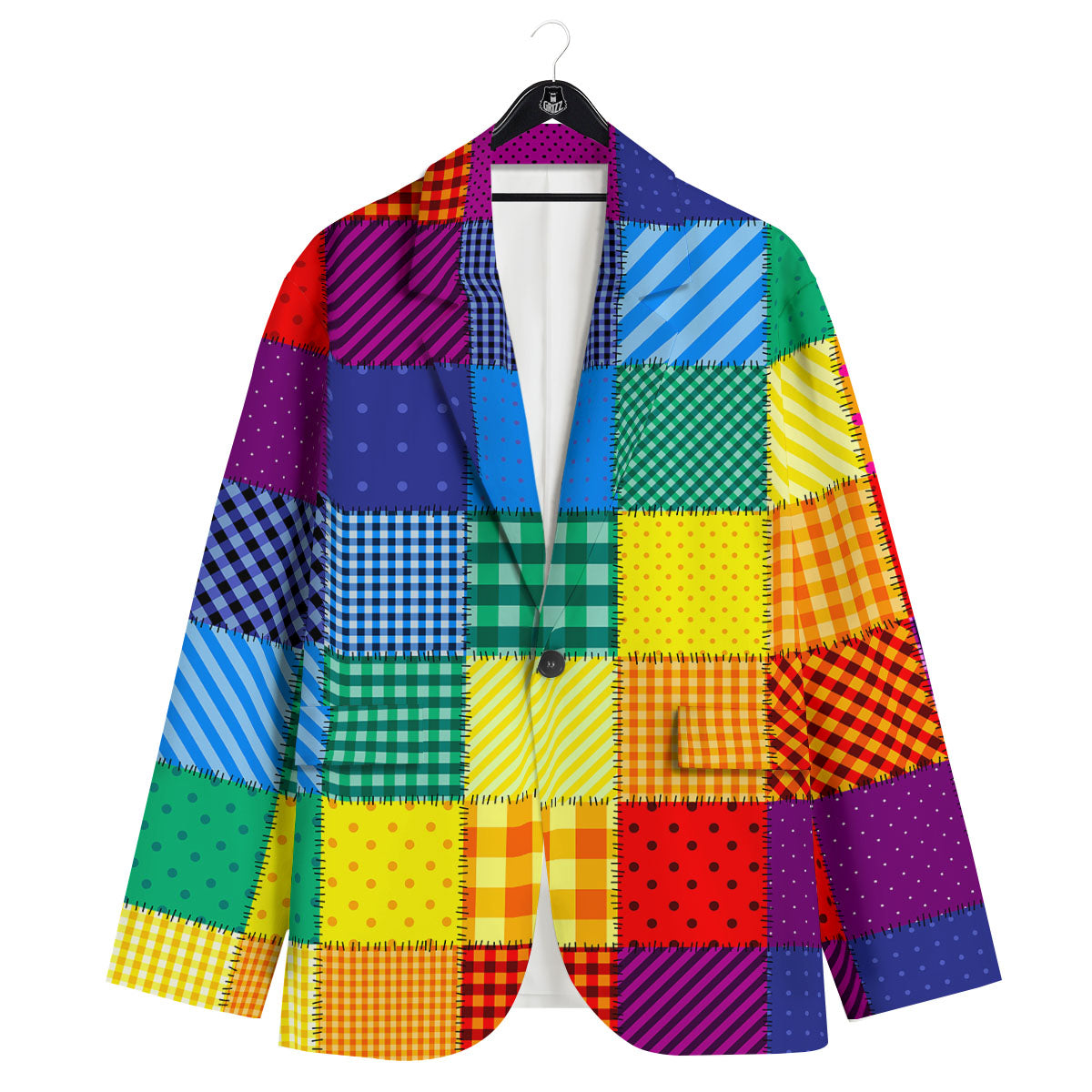 Patchwork Rainbow Print Pattern Men's Sport Coat-grizzshop