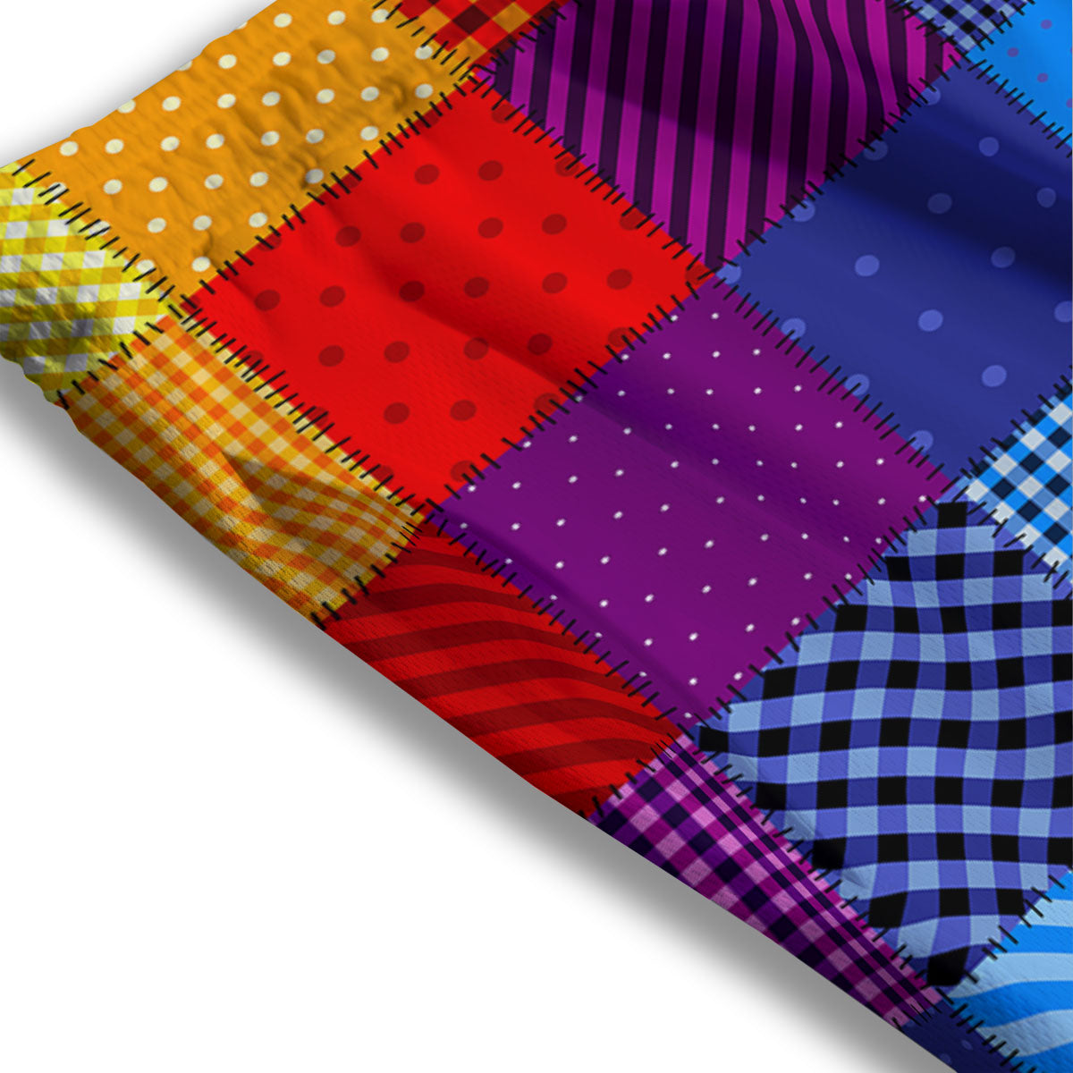 Patchwork Rainbow Print Pattern Mesh Shorts