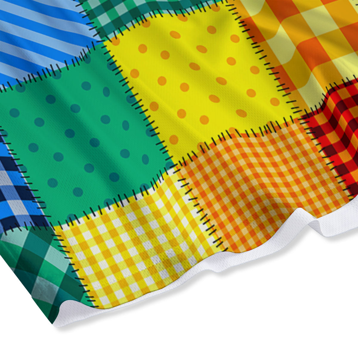 Patchwork Rainbow Print Pattern Mesh Shorts