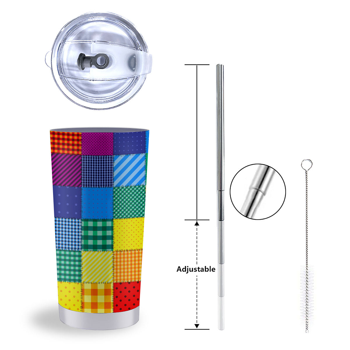 Patchwork Rainbow Print Pattern Tumbler-grizzshop