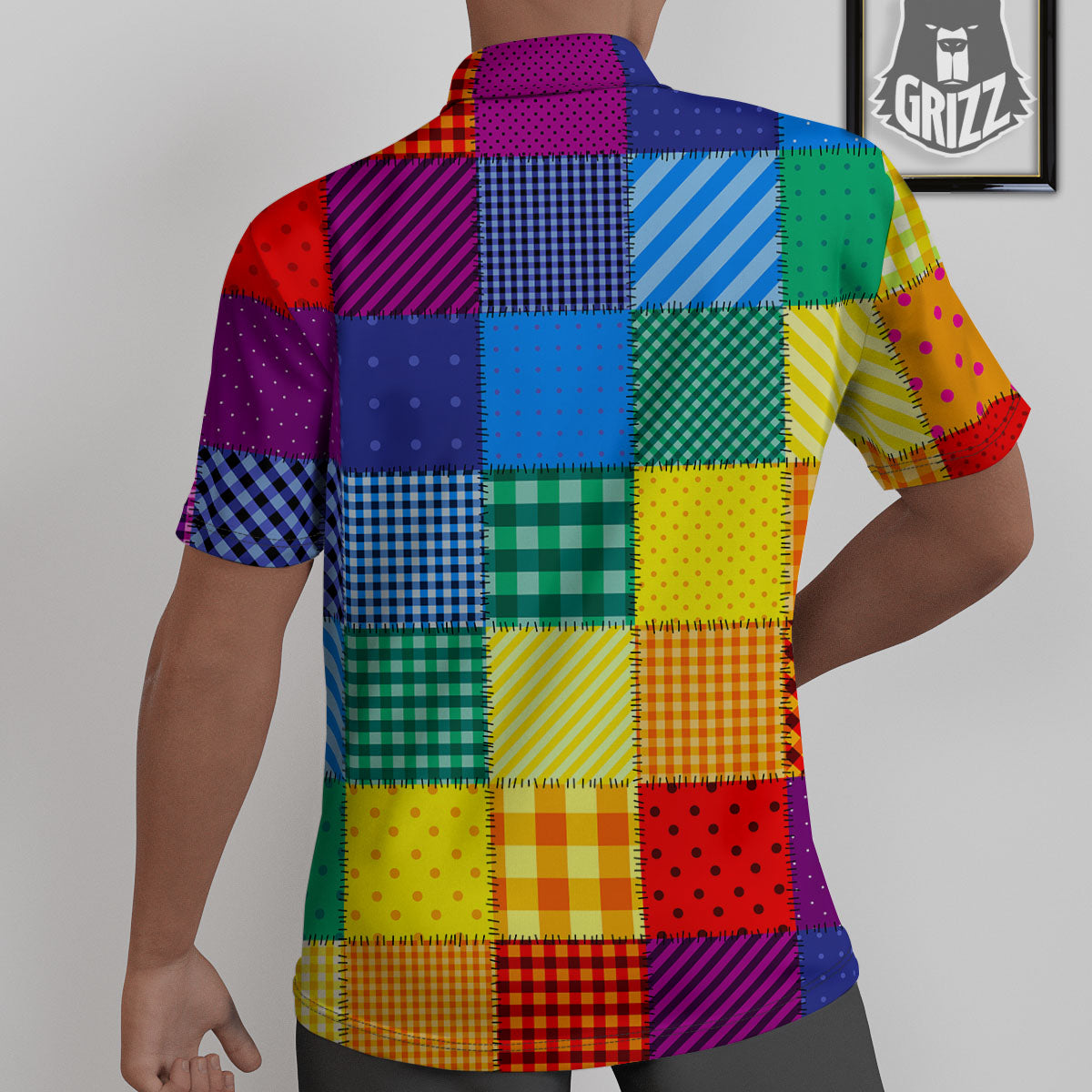 Patchwork Rainbow Print Pattern Untucked Shirts-grizzshop