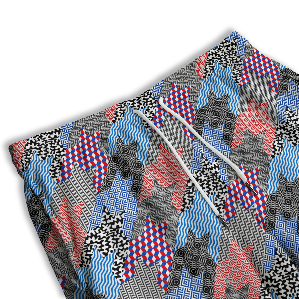 Patchwork Style And Classic Houndstooth Print Pattern Men's Athletic Shorts