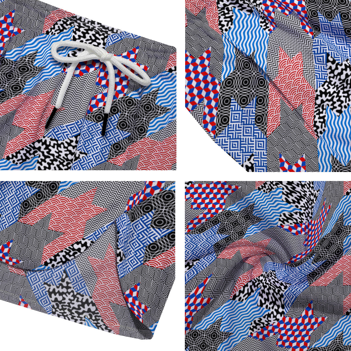 Patchwork Style And Classic Houndstooth Print Pattern Men's Running Shorts-grizzshop