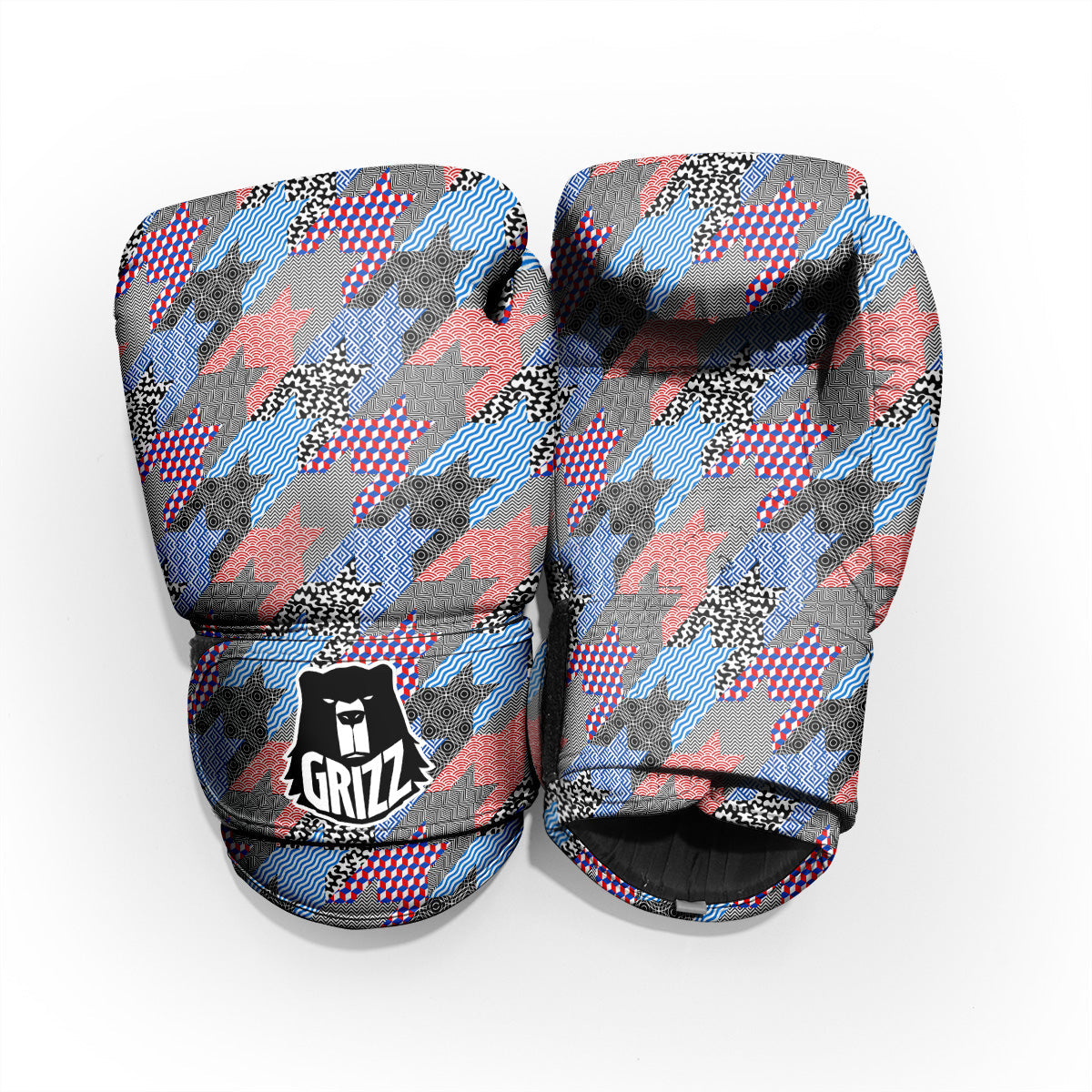 Patchwork Style And Classic Houndstooth Print Pattern Sparring Gloves-grizzshop