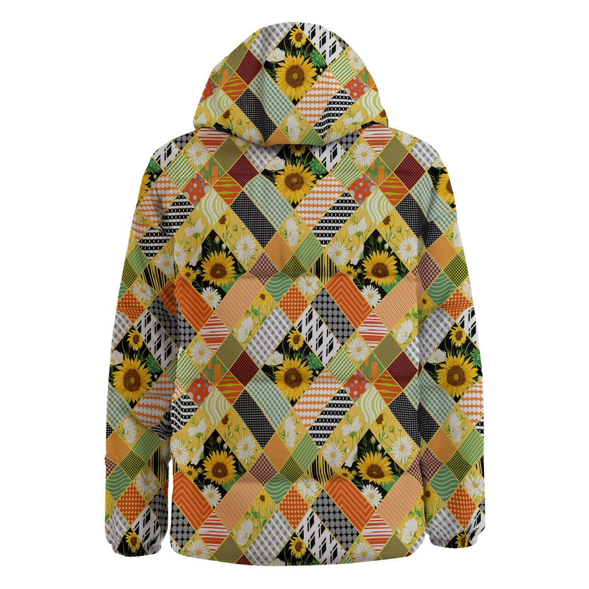 Patchwork Sunflowers Print Down Jacket-grizzshop