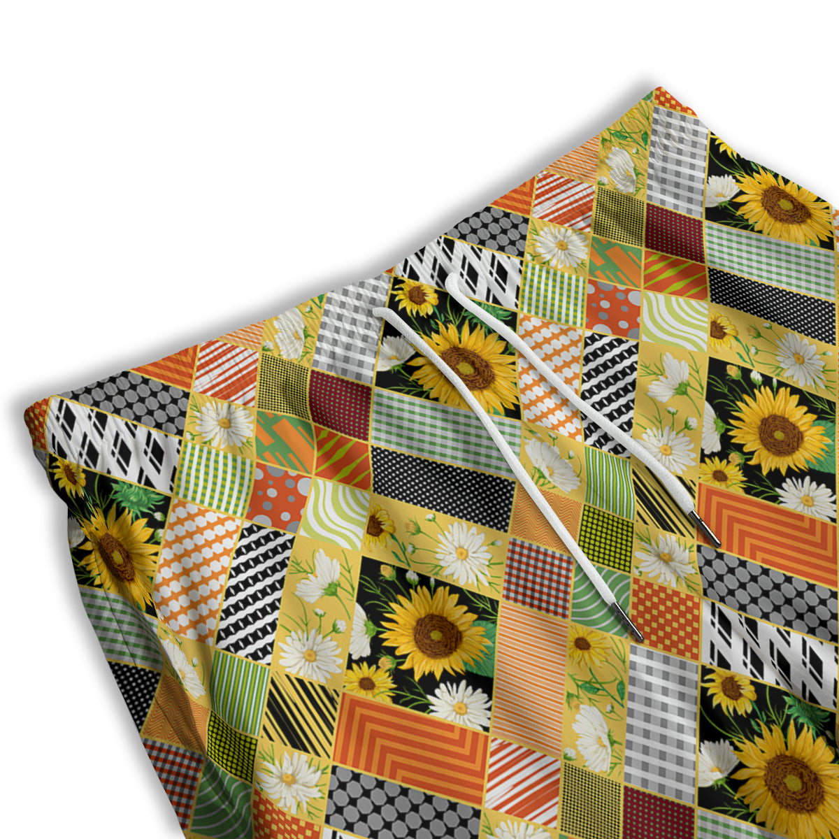 Patchwork Sunflowers Print Men's Athletic Shorts