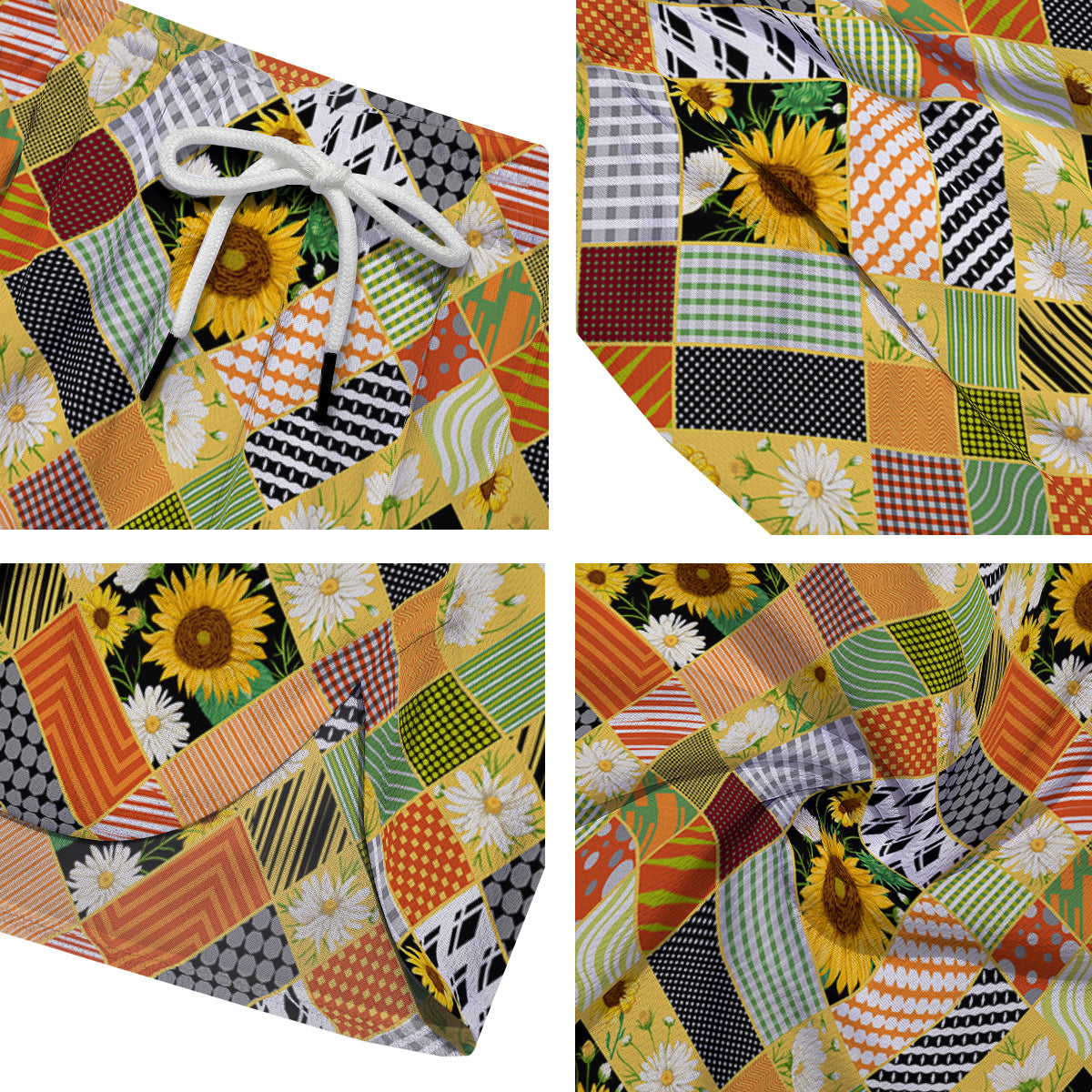 Patchwork Sunflowers Print Men's Running Shorts-grizzshop