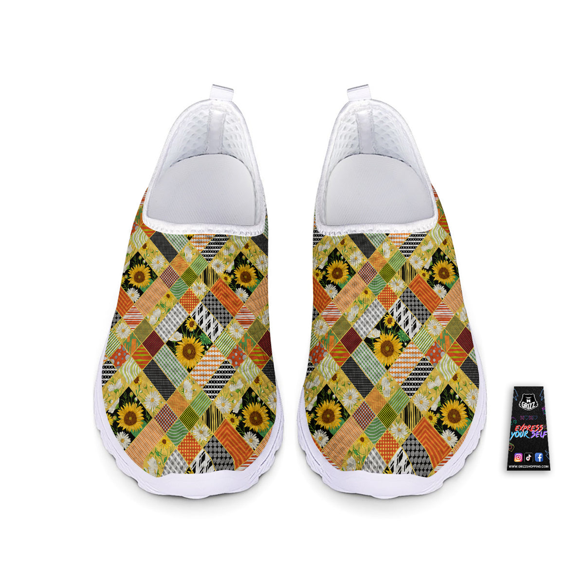 Patchwork Sunflowers Print Nurse Shoes-grizzshop