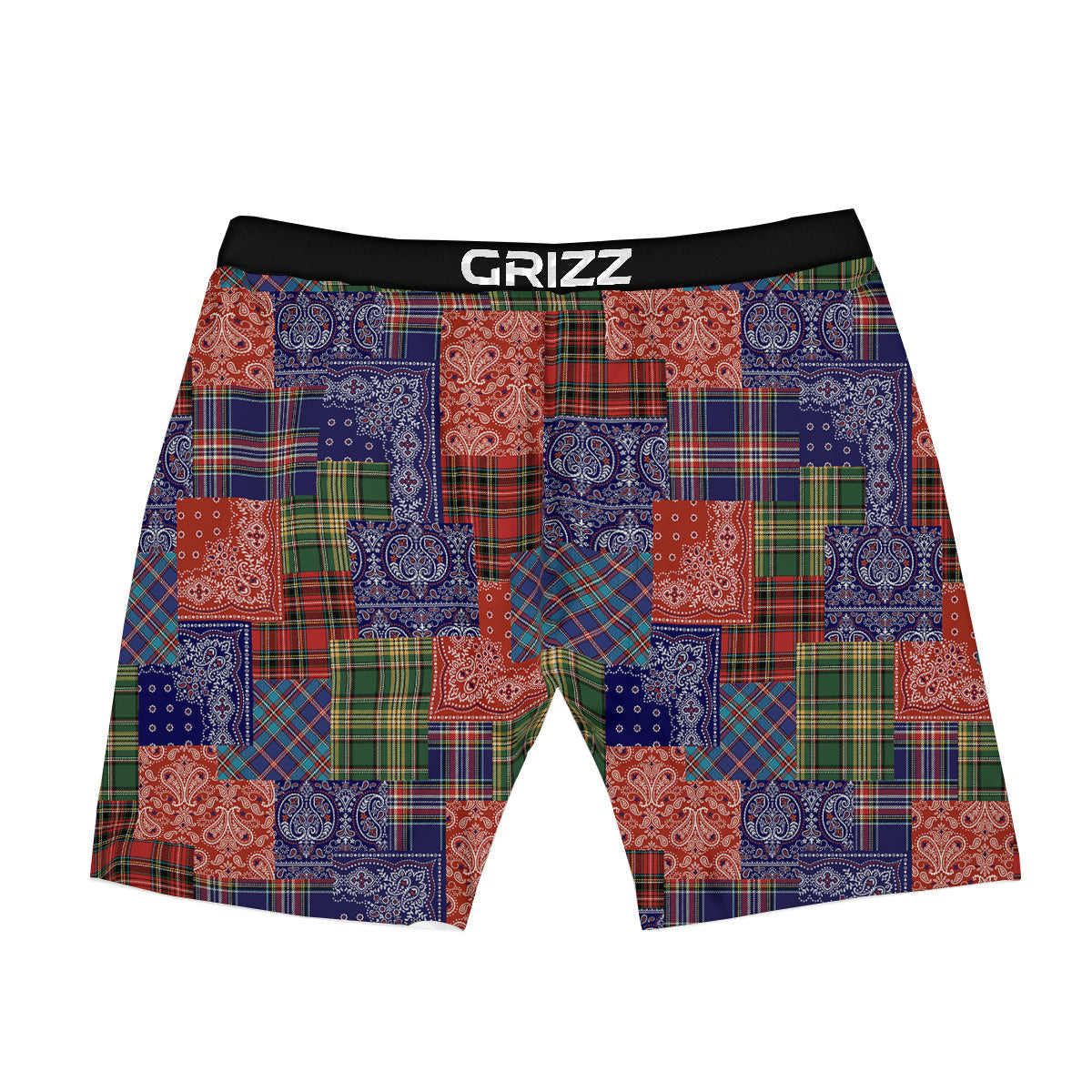 Patchwork Tartan And Bandana Print Pattern Boxer Briefs-grizzshop