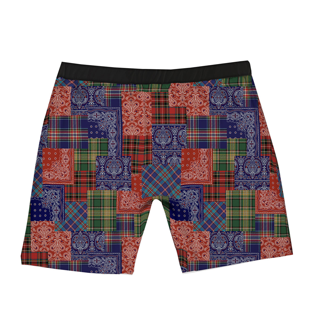 Patchwork Tartan And Bandana Print Pattern Boxer Briefs-grizzshop