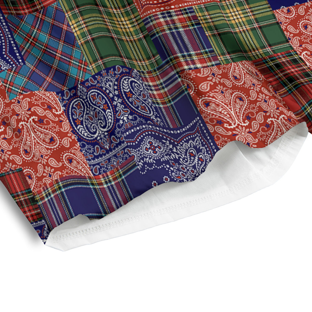 Patchwork Tartan And Bandana Print Pattern Men's Athletic Shorts