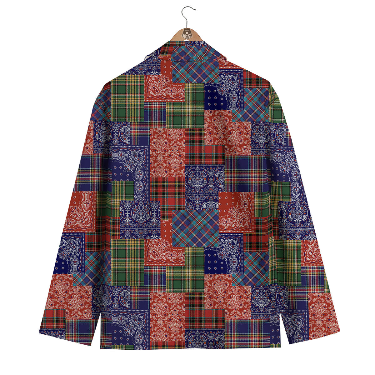 Patchwork Tartan And Bandana Print Pattern Men's Blazer-grizzshop