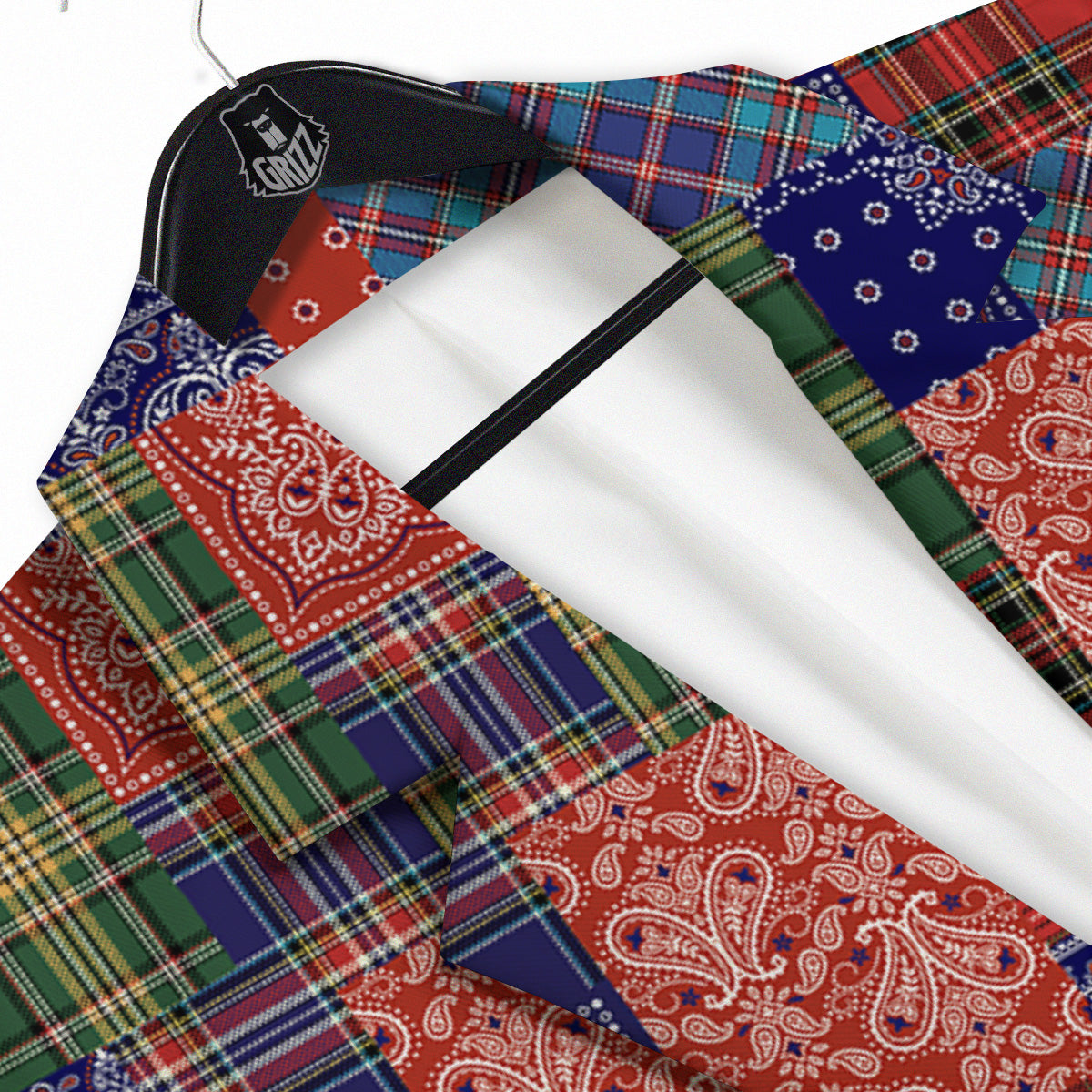 Patchwork Tartan And Bandana Print Pattern Men's Sport Coat-grizzshop