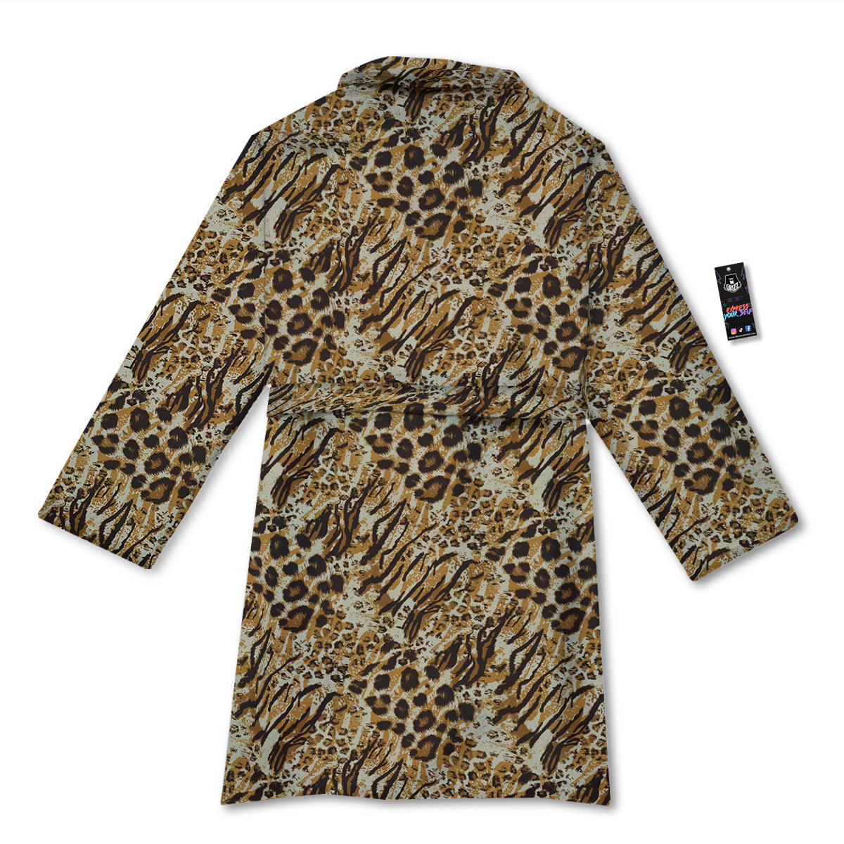Patchwork Tiger Skin Print Pattern Bathrobe-grizzshop