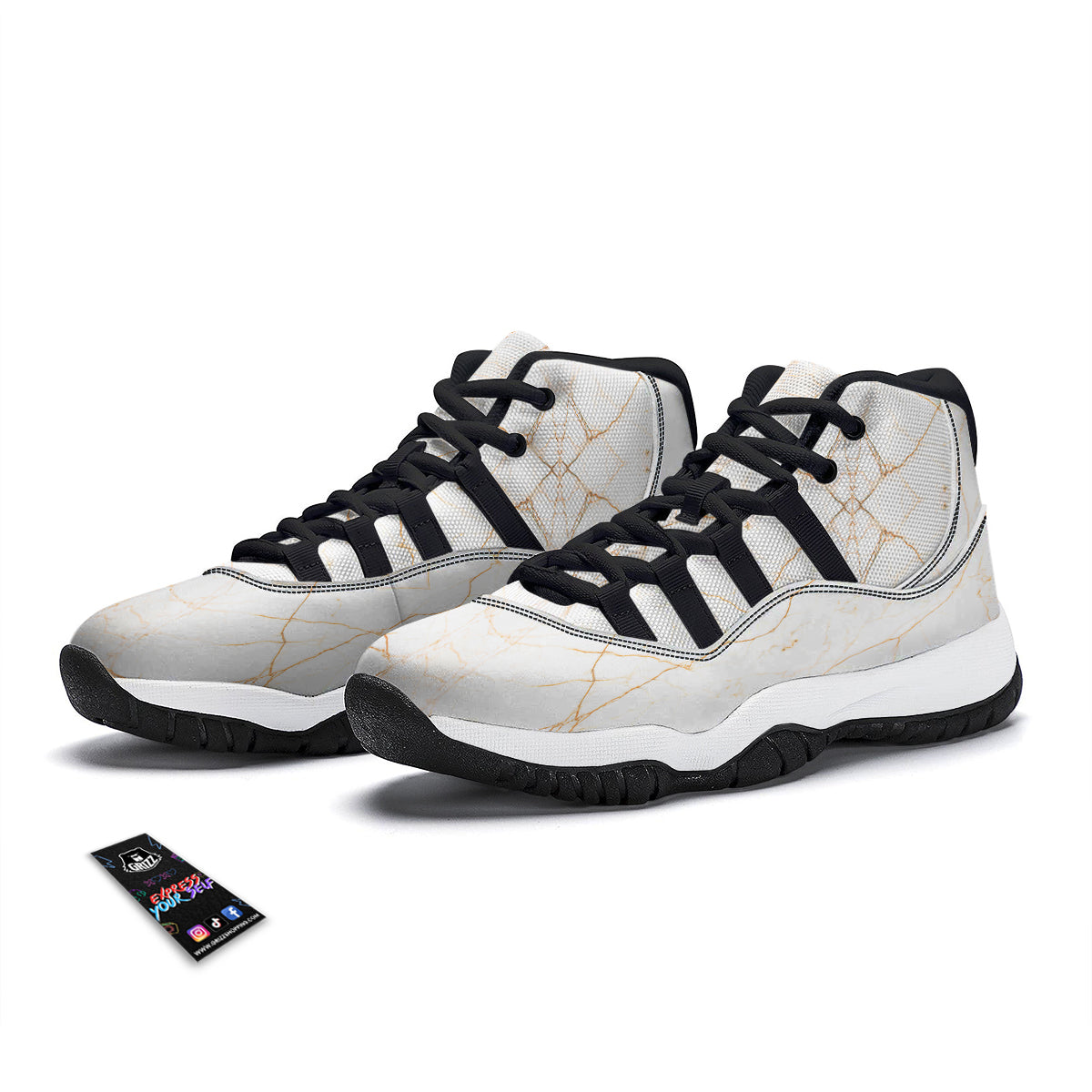 Patchwork Tiger Skin Print Pattern Black Bball Shoes-grizzshop